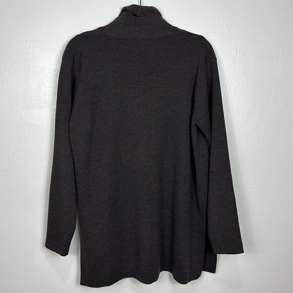 Eileen Fisher Brown Wool Cardigan Cowl Neck Sweater Set Size M - Picture 2 of 11